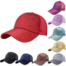 2018 Mujer Ponytail Baseball Cap Sequins Shiny Messy Bun Snapback Hat Sun Caps  eb-32193111